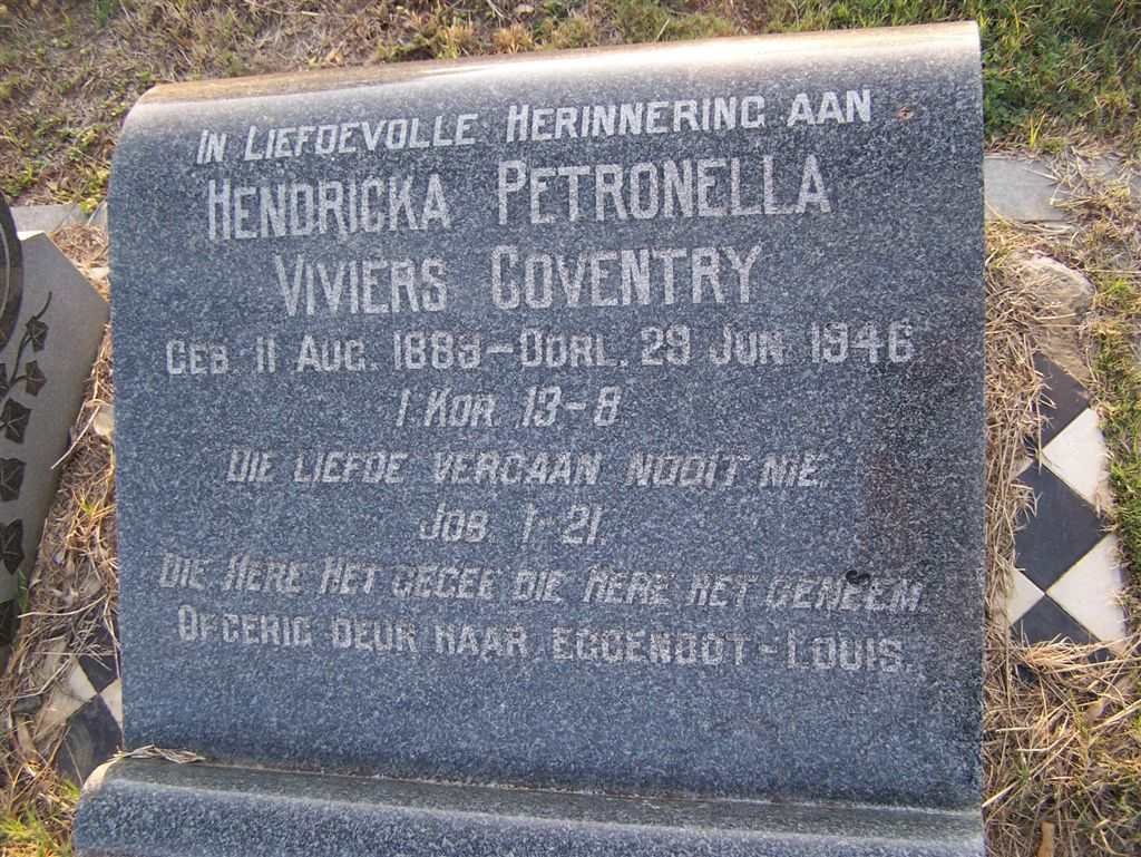 COVENTRY Hendricka Petronella Viviers 1889-1946