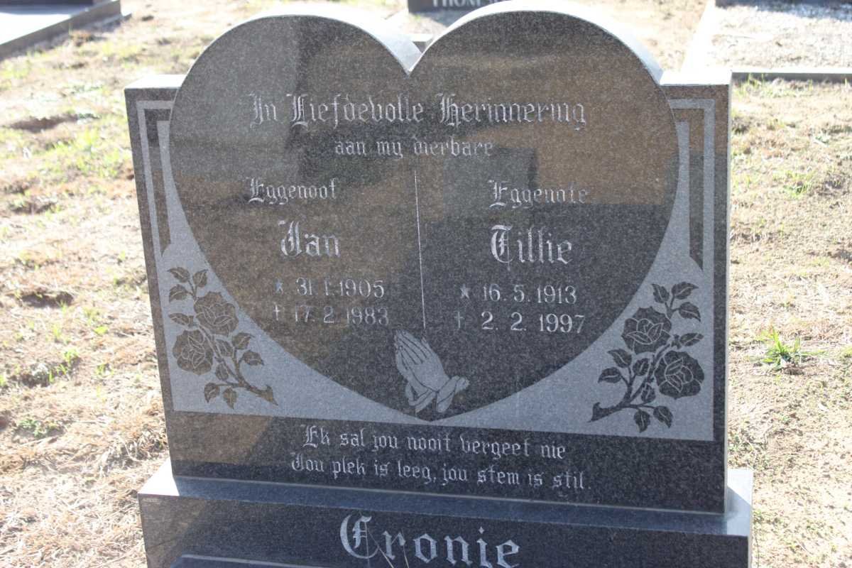CRONJE Jan 1905-1983 &amp; Tillie 1913-1997