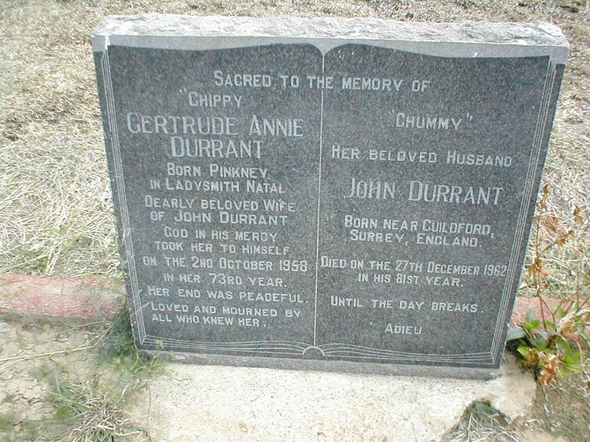 DURRANT John -1962 &amp; Gertrude Annie PINKNEY -1958