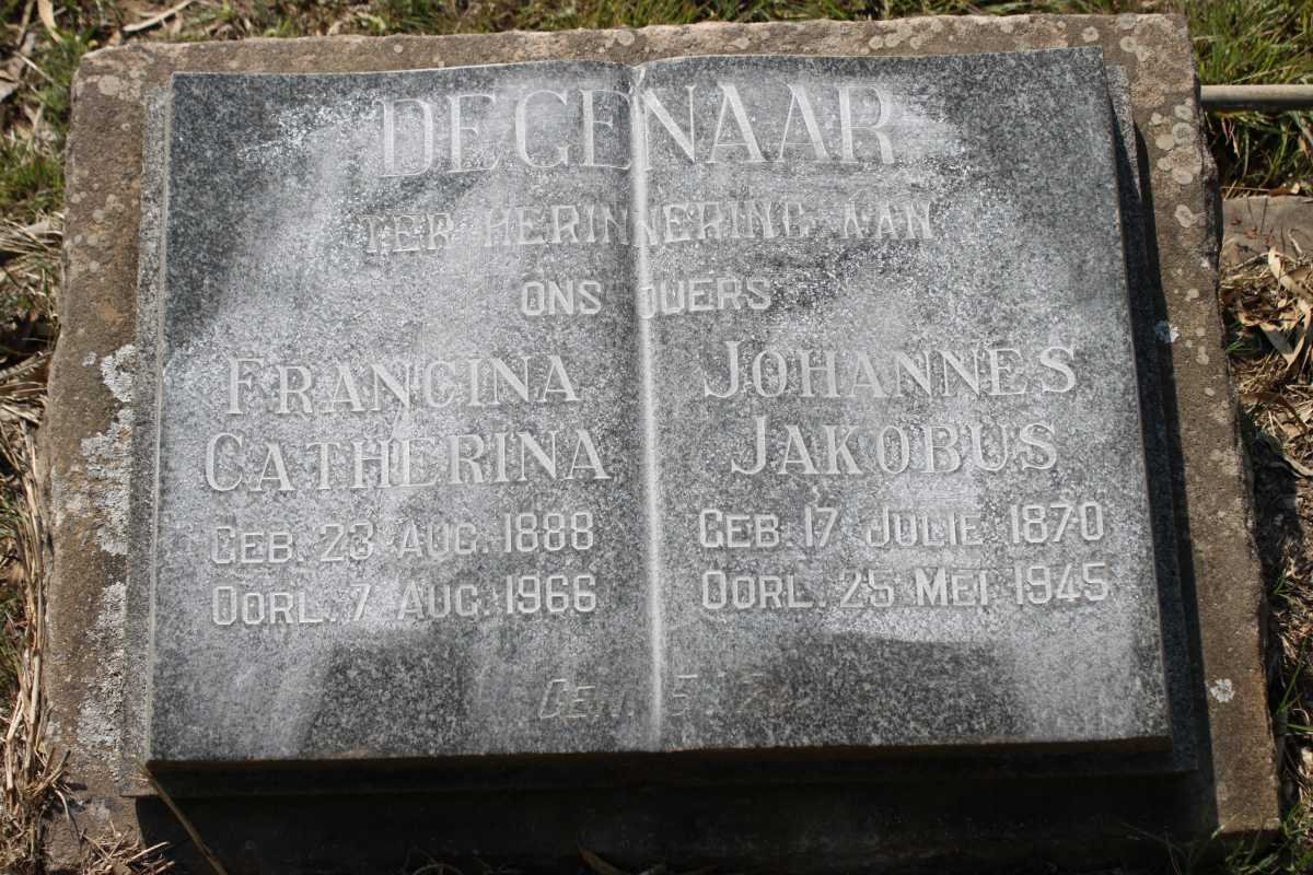 DEGENAAR Johannes Jakobus 1870-1945 &amp; Francina Catherina 1888-1966
