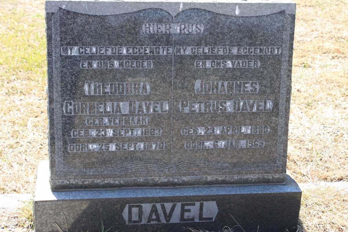 DAVEL Johannes Petrus 1880-1965 &amp; Theodora Cornelia VERMAAK 1883-1970