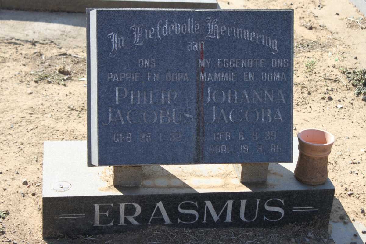 ERASMUS Philip Jacobus 1932- &amp; Johanna Jacoba 1939-1986