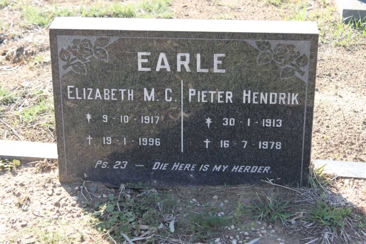 EARLE Pieter Hendrik 1913-1978 &amp; Elizabeth M.C. 1917-1996