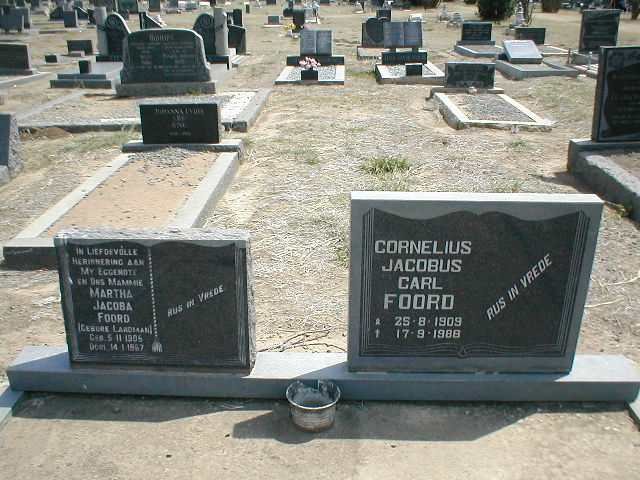 FOORD Cornelius Jacobus Carl 1909-1988 &amp; Martha Jacoba LANDMAN 1905-1967
