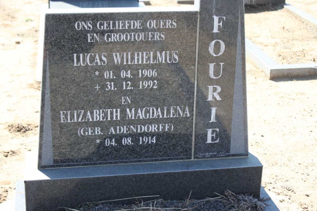 FOURIE Lucas Wilhelmus 1906-1992 &amp; Elizabeth Magdalena ADENDORFF 1914-