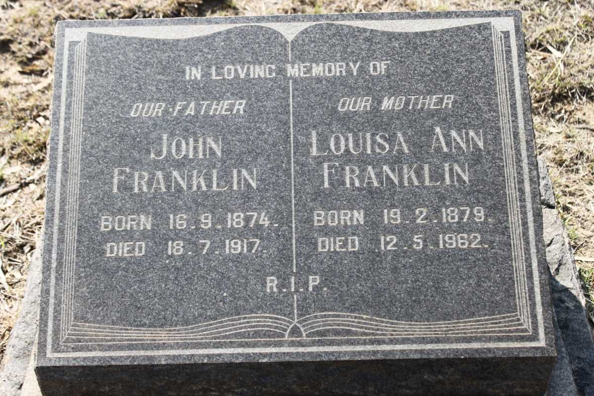 FRANKLIN John 1874-1917 &amp; Louisa Ann  1879-1962