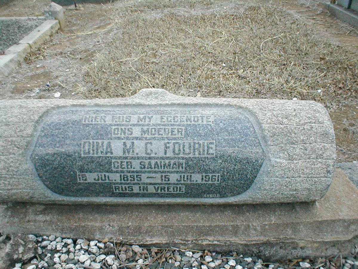 FOURIE Dina M.C. geb. SAAIMAN 1895-1961