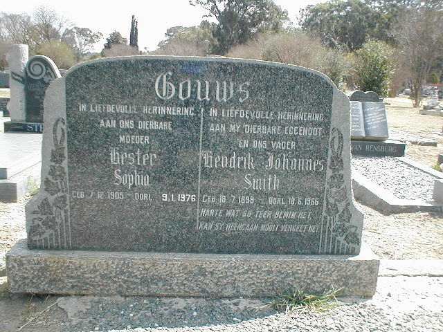 GOUWS Hendrik Johannes Smith 1899-1966 &amp; Hester Sophia 1905-1976