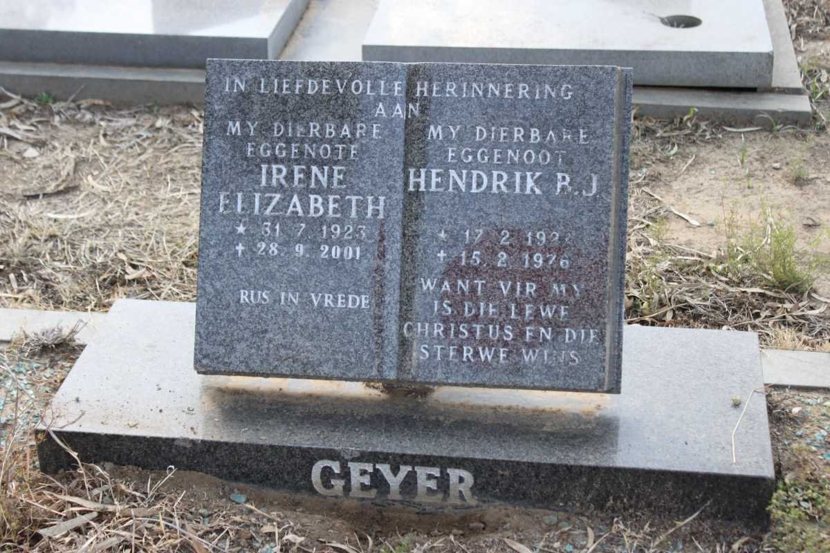 GEYER Hendrik B.J. 192?-1976 &amp; Irene Elizabeth 1923-2001