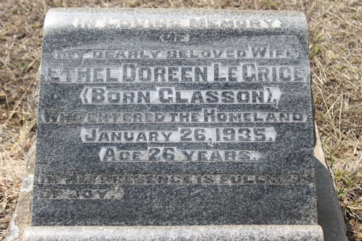 GRICE Ethel Doreen, le nee CLASSON 1909-1935