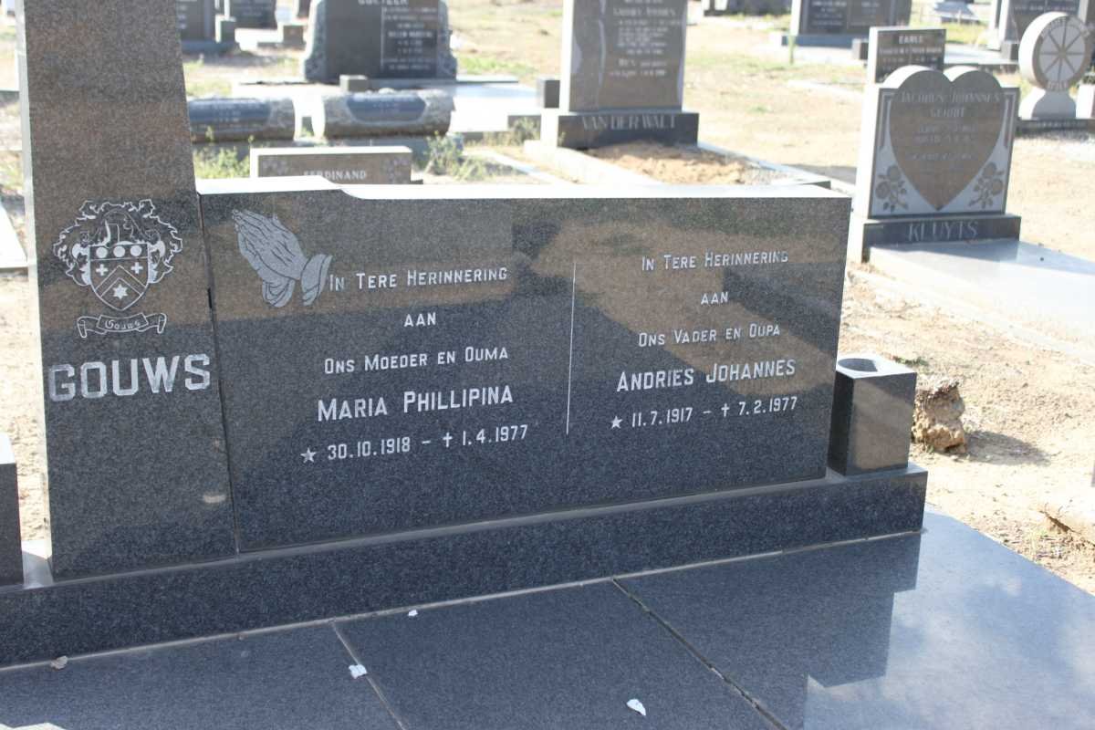 GOUWS Andries Johannes 1917-1977 &amp; Maria Phillipina 1918-1977
