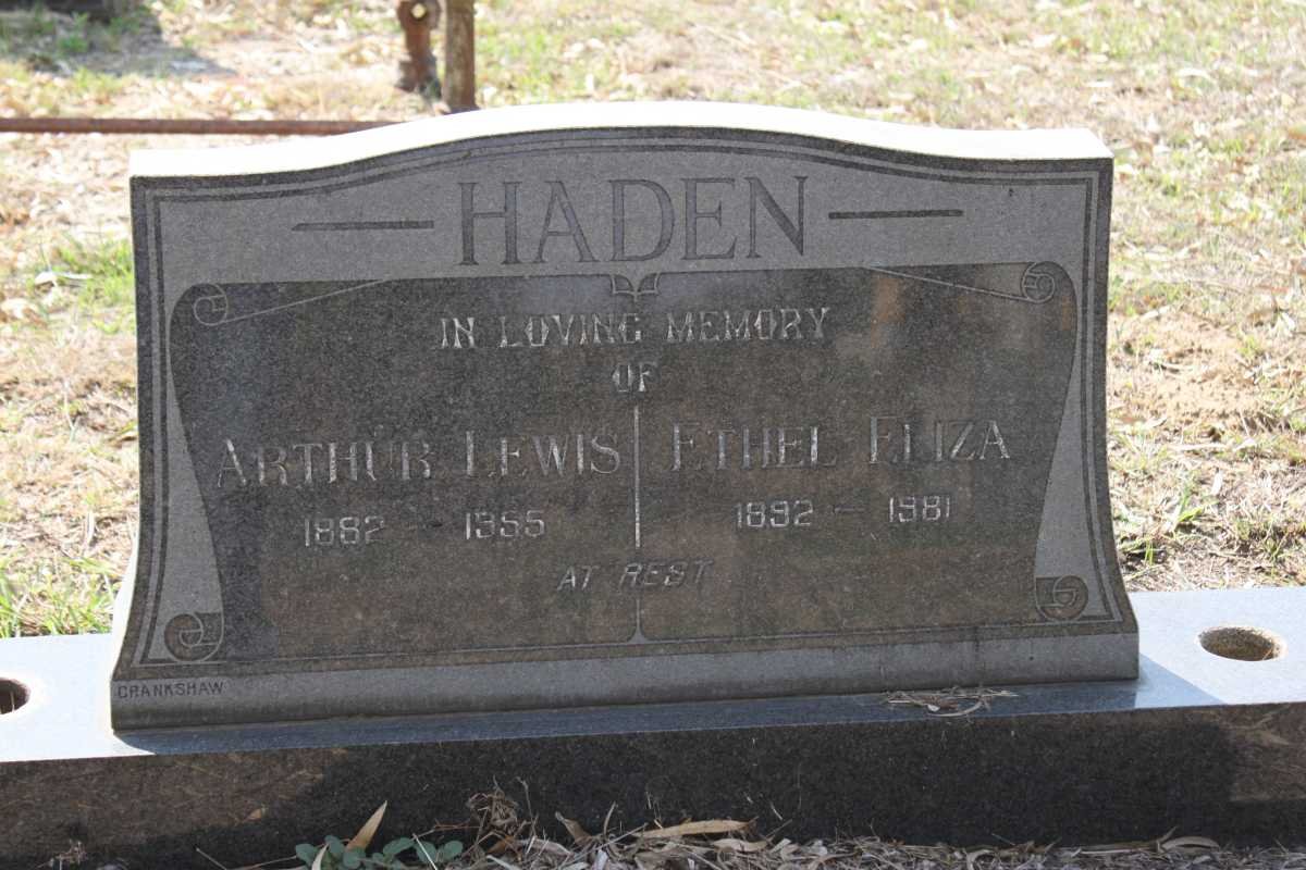 HADEN Arthur Lewis 1882-1955 &amp; Ethel Eliza 1892-1981