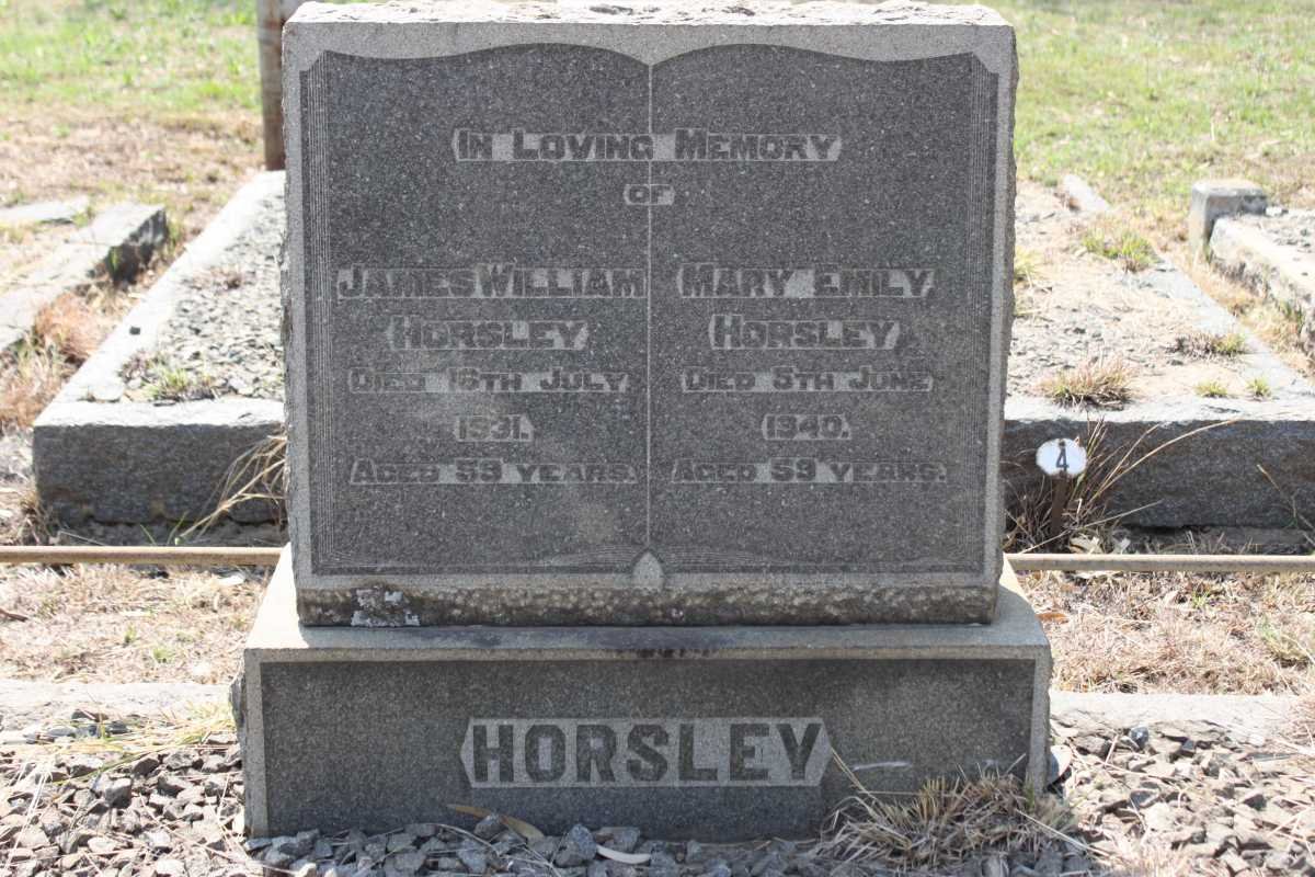 HORSLEY James William -1931 &amp; Mary Emily -1940
