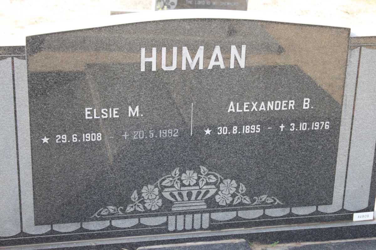 HUMAN Alexander B. 1895-1976 &amp; Elsie M. 1908-1992