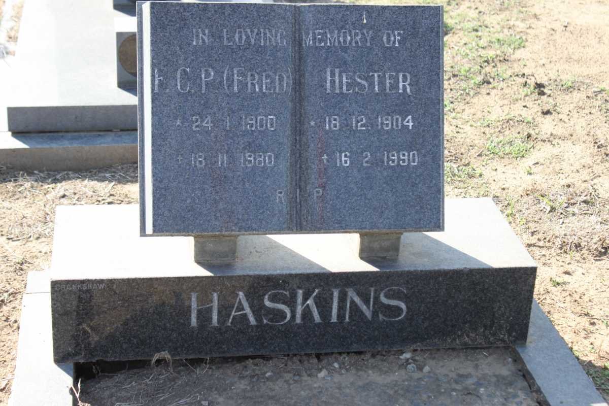 HASKINS F.C.P. 1900-1980 &amp; Hester 1904-1990