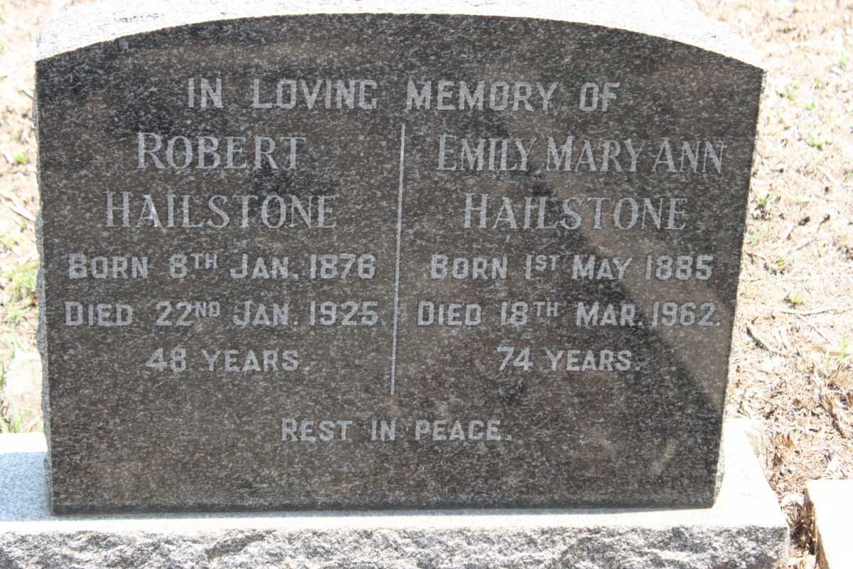 HAILSTONE Robert 1876-1925 &amp; Emily Mary Ann 1885-1962