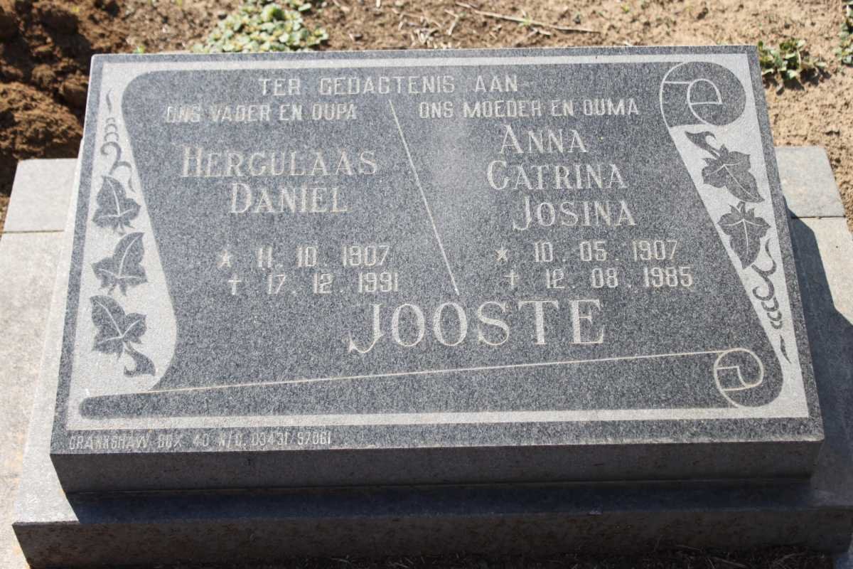 JOOSTE Herculaas Daniel 1907-1991 &amp; Anna Catrina Josina 1907-1985