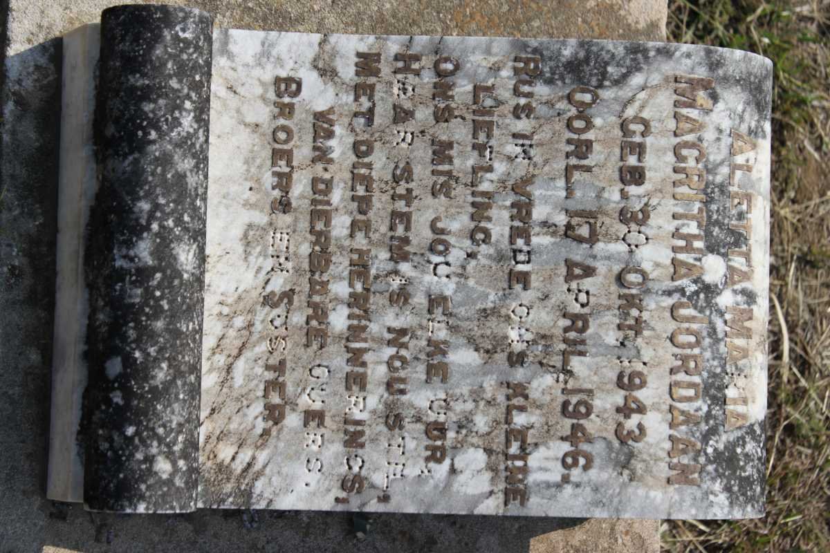 JORDAAN Aletta Maria Magritha 1943-1946