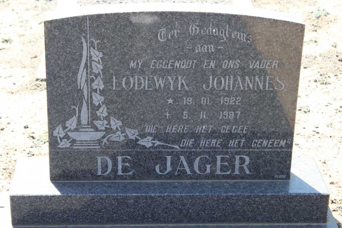 JAGER Lodewyk Johannes, de 1922-1987