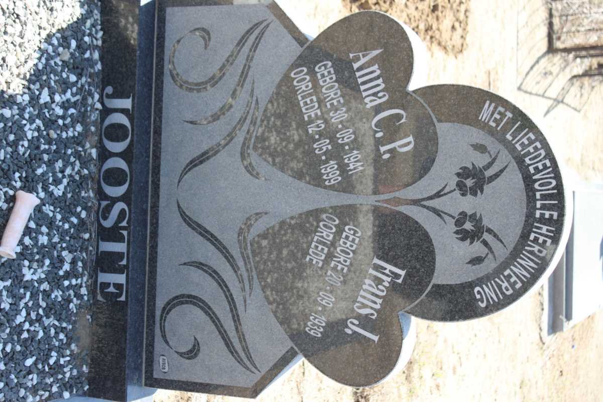 JOOSTE Frans J. 1939- &amp; Anna C.P. 1941-1999