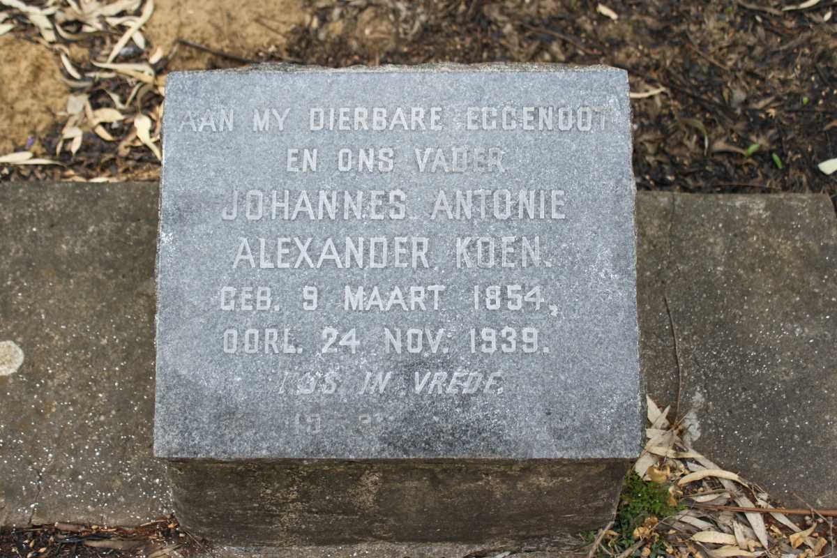 KOEN Johannes Antonie Alexander 1854-1939