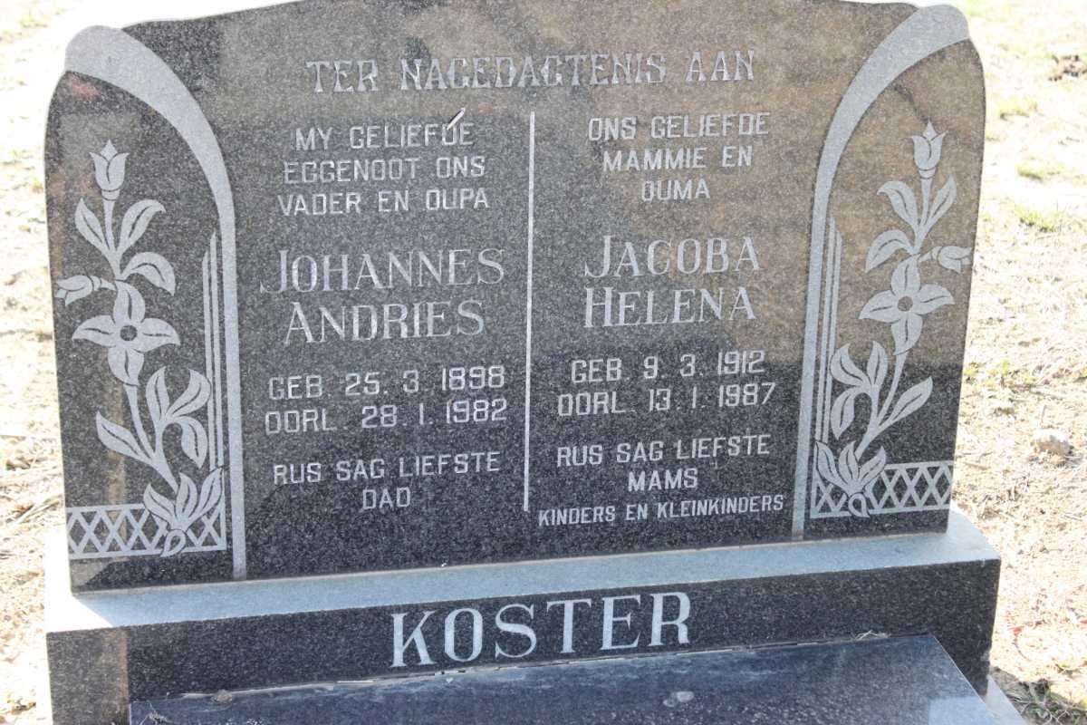 KOSTER Johannes Andries 1898-1982 &amp; Jacoba Helena 1912-1987
