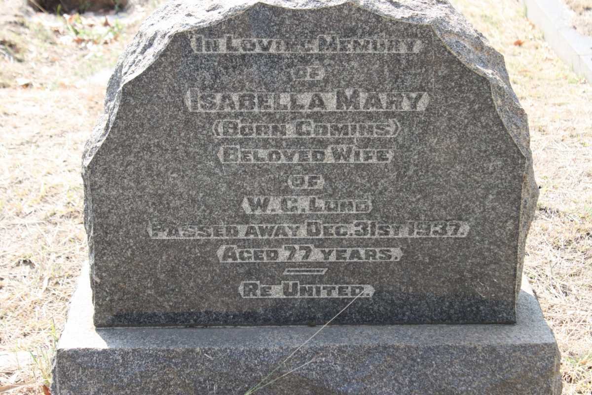 LUND Isabella Mary nee COMINS -1937