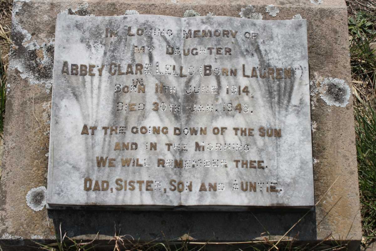 LELLO Abbey Clare nee LAURENT 1914-1945