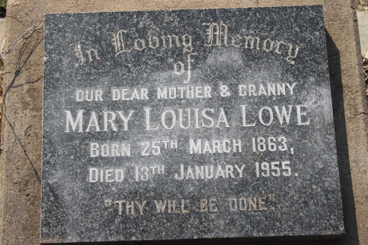LOWE Mary Louisa 1863-1955