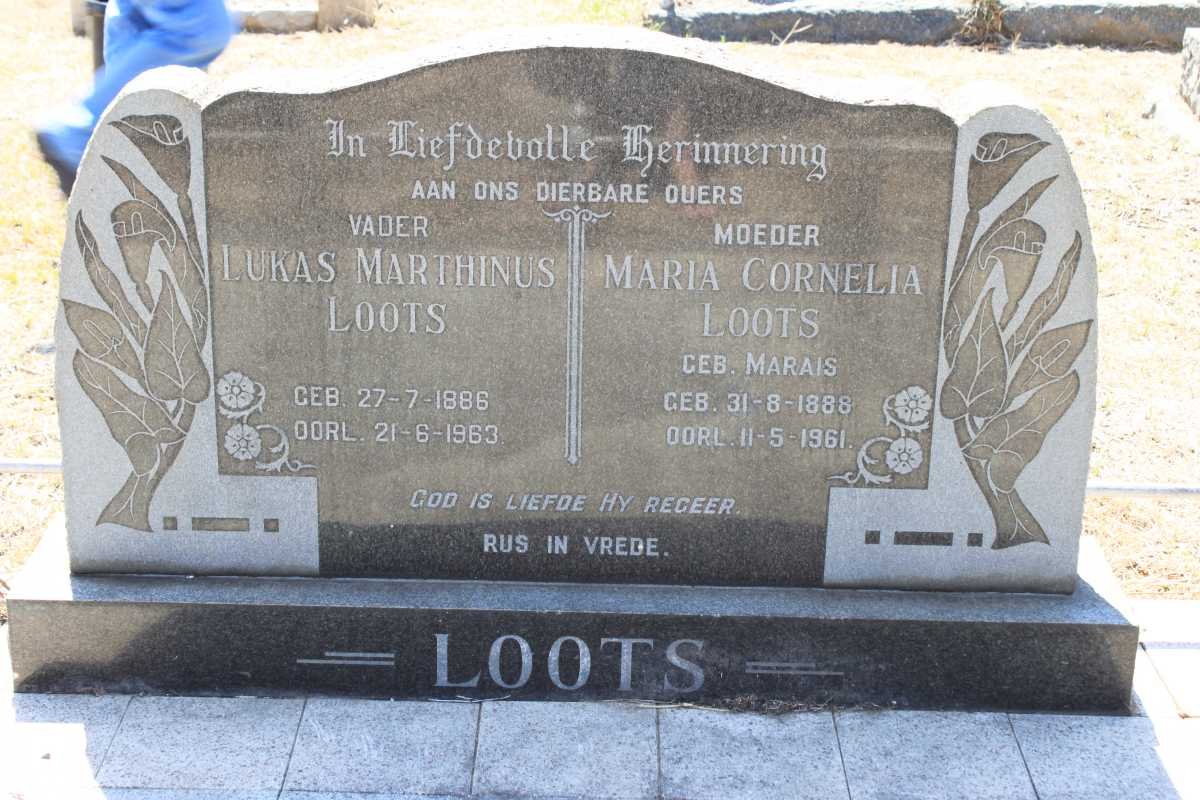 LOOTS Lukas Marthinus 1886-1963 &amp; Maria Cornelia MARAIS 1888-1961
