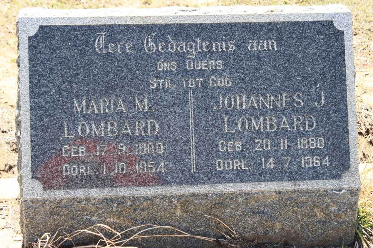 LOMBARD Johannes J. 1880-1964 &amp; Maria M. 1900-1954
