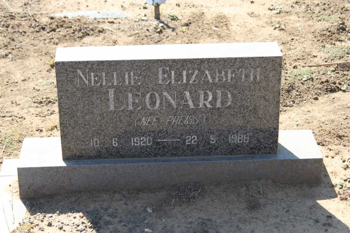 LEONARD Nellie Elizabeth nee PREISS 1920-1988