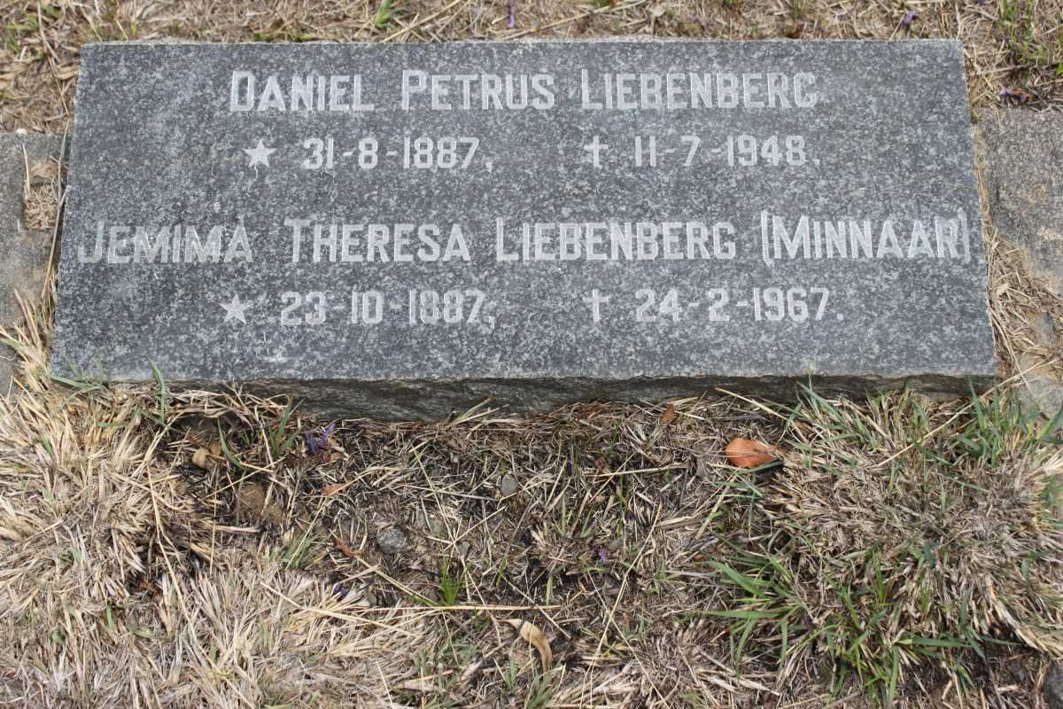 LIEBENBERG Daniel Petrus 1887-1948 &amp; Jemima Theresa MINNAAR 1887-1967