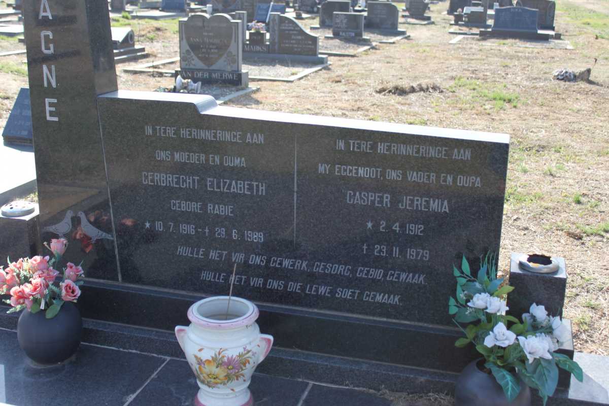LABUSCHAGNE Casper Jeremia 1912-1979 &amp; Gerbrecht Elizabeth RABIE 1916-1989