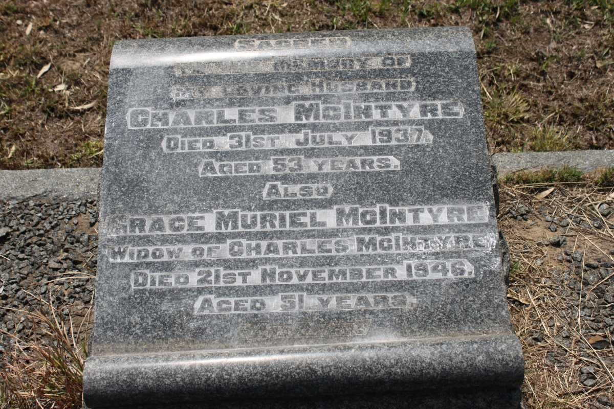 McINTYRE Charles -1937 &amp; Grace Muriel -1946