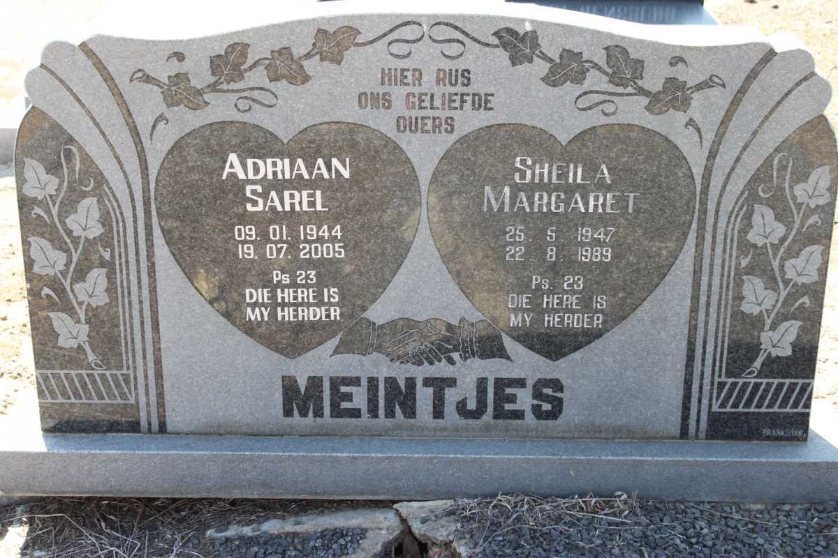 MEINTJES Adriaan Sarel 1944-2005 &amp; Sheila Margaret 1947-1989