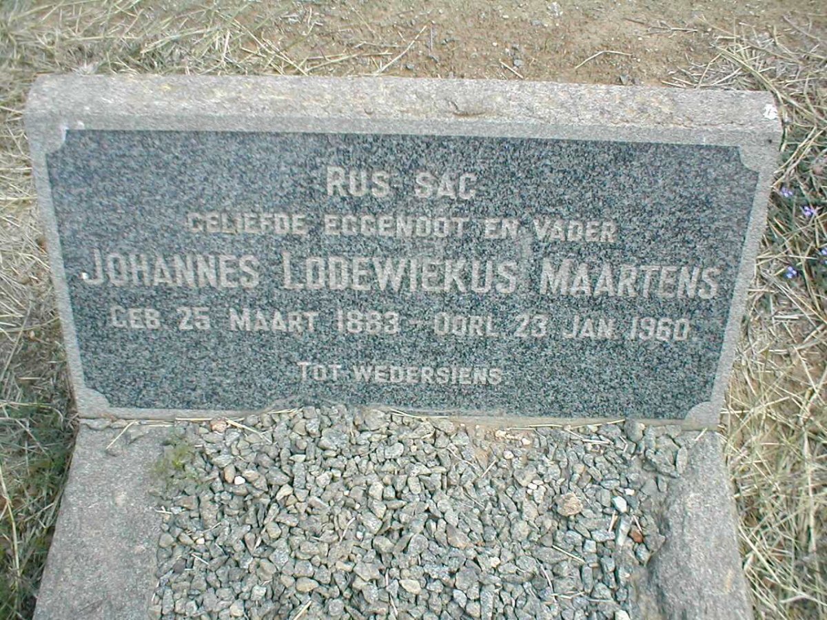 MAARTENS Johannes Lodewiekus 1883-1960