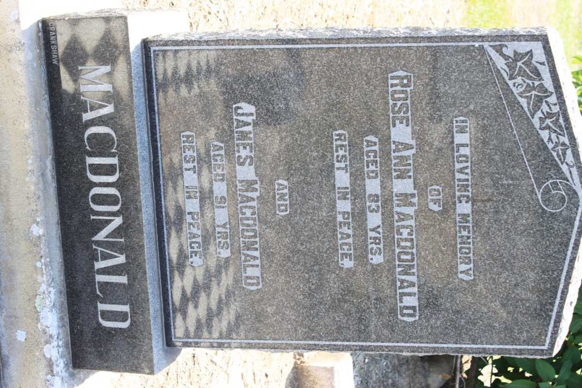 MACDONALD James  &amp; Rose Ann