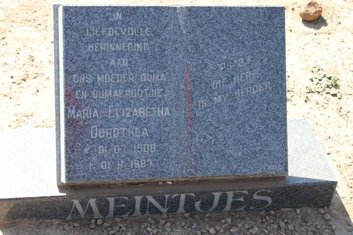 MEINTJES Maria Elizabetha Dorothea 1908-1987