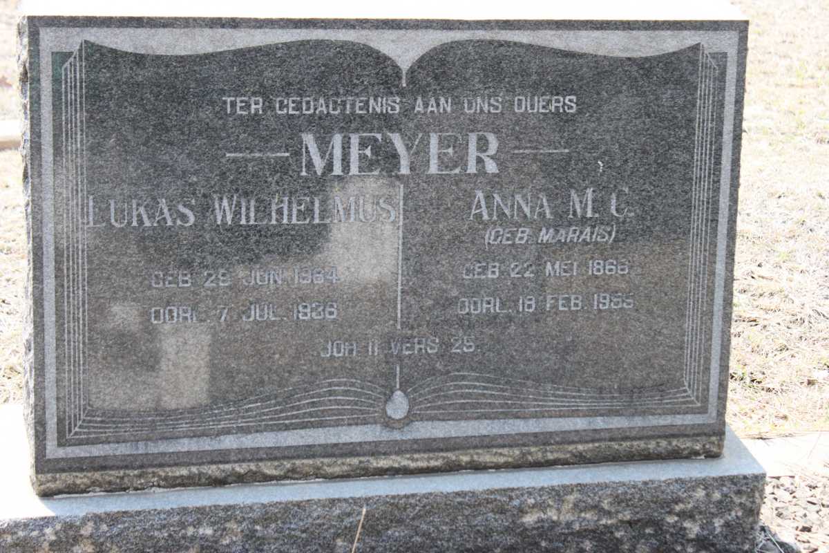 MEYER Lukas Wilhelmus 1864-1936 &amp; Anna M.C. MARAIS 1866-1955