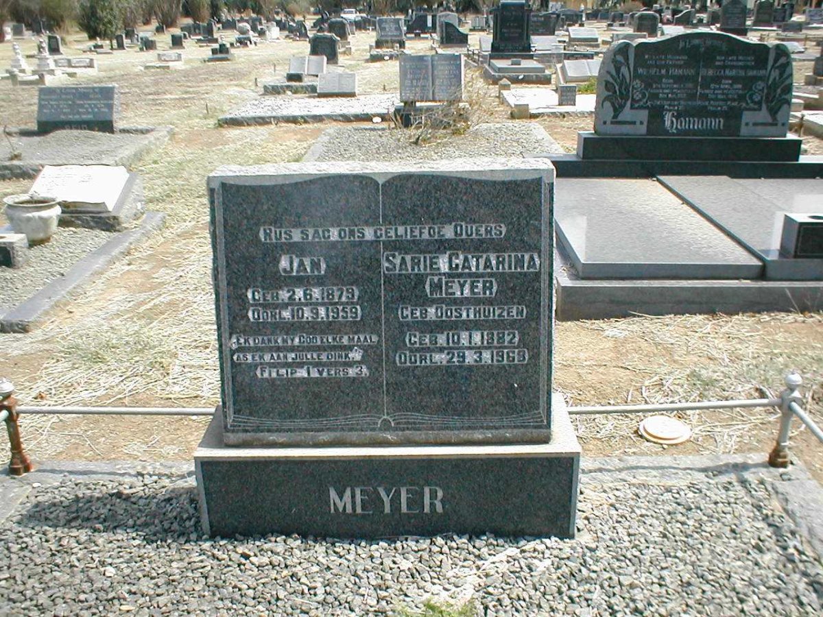 MEYER Jan 1879-1959 &amp; Sarie Catarina OOSTHUIZEN 1882-1969