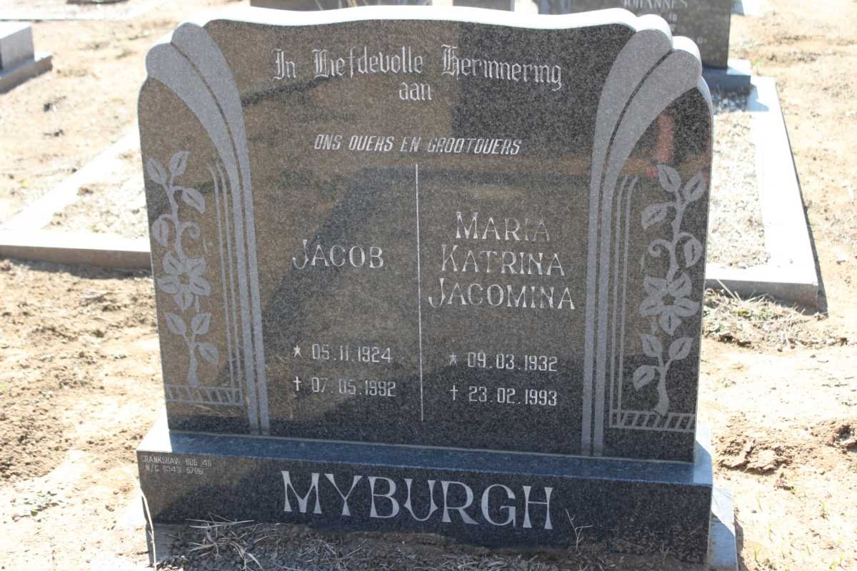 MYBURGH Jacob 1924-1992 &amp; Maria Katrina Jacomina 1932-1993
