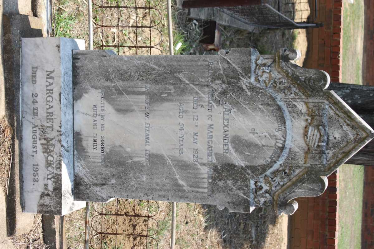 MACKAY Alexander -1923 &amp; Margaret -1953