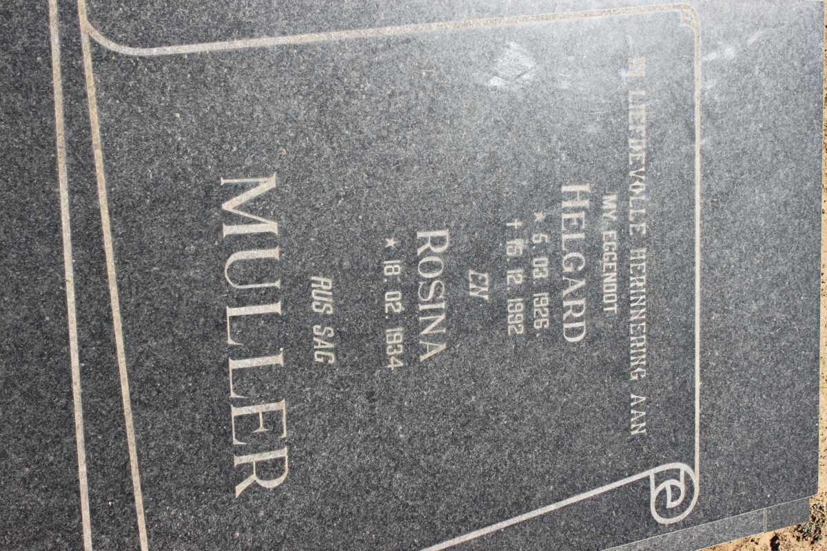 MULLER Helgard 1926-1992 &amp; Rosina 1934-