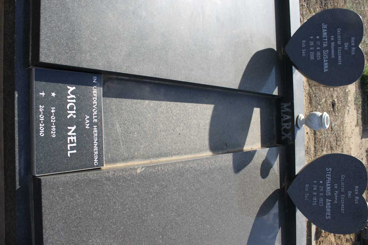 NELL Mick 1929-2010 :: MARX Stephanus Andries 1923-1975 &amp; Jeanetta Susanna 1925-2006