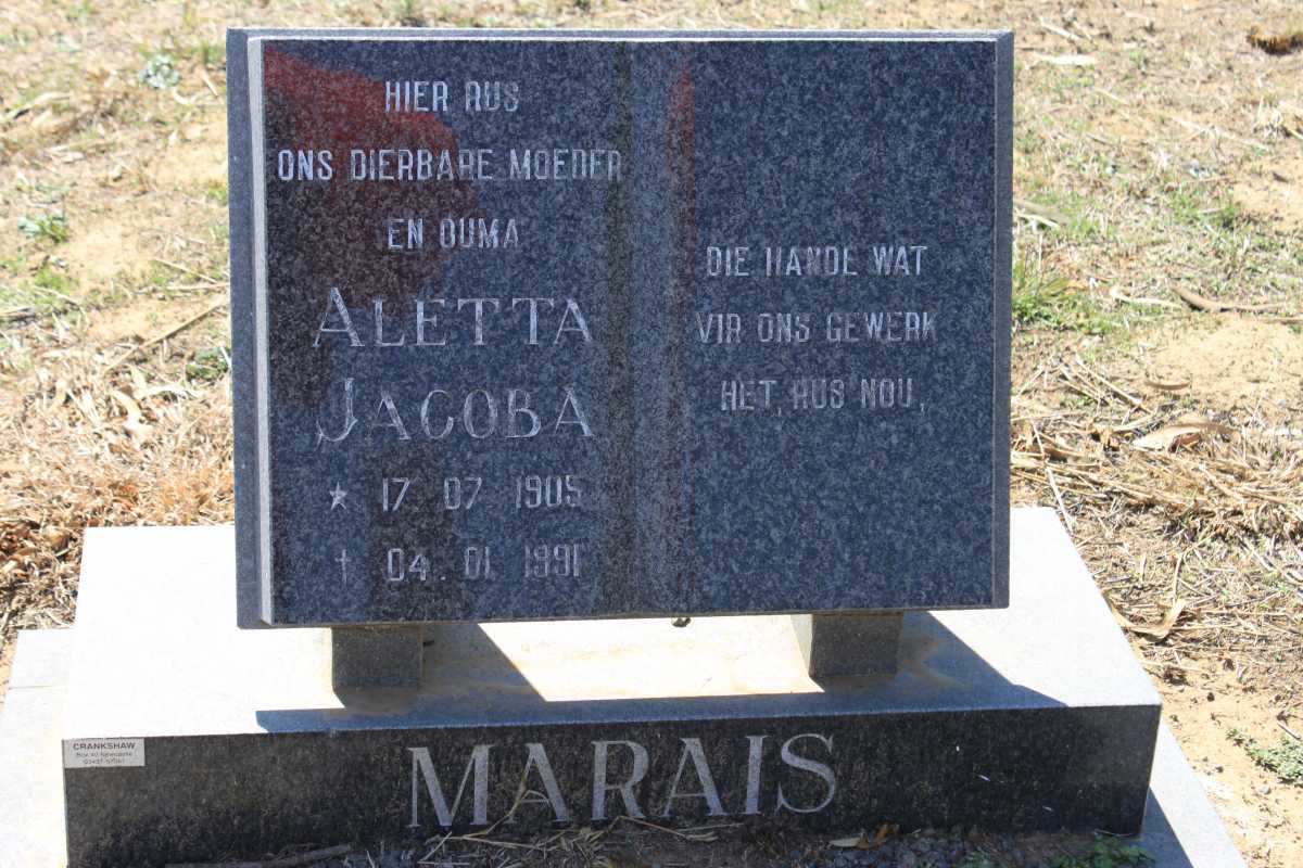 MARAIS Aletta Jacoba 1905-1991