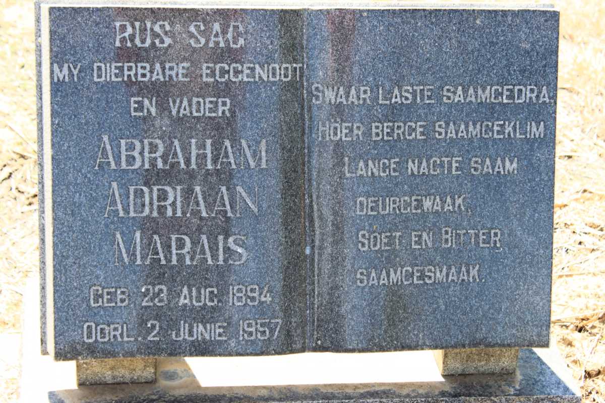 MARAIS Abraham Adriaan 1894-1957