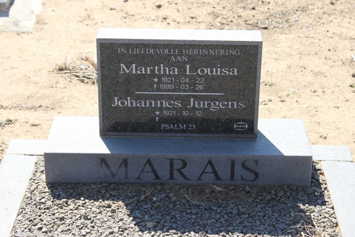 MARAIS Johannes Jurgens 1921- Martha Louisa 1921-1999