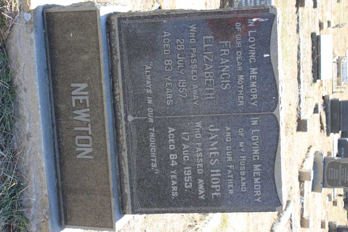 NEWTON James Hope -1953 &amp; Francis Elizabeth -1957