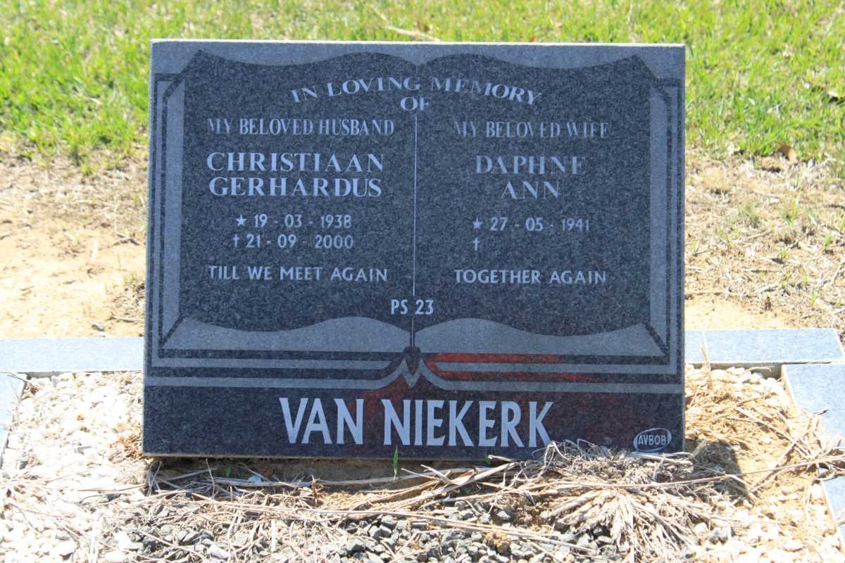 NIEKERK Christiaan Gerhardus, van 1938-2000 &amp; Daphne Ann 1941- 